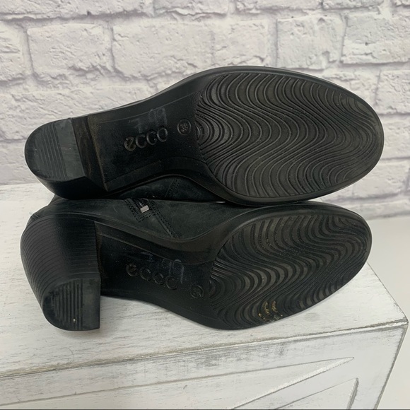 Ecco Touch Black Leather Side Zip Up Ankle Boots - Picture 13 of 16